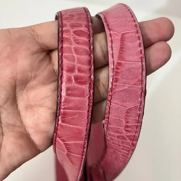 Kate Spade Pink & Gold Hardware Leather Croc Embossed Satchel Shoulder Hand Bag - Picture 11 of 12